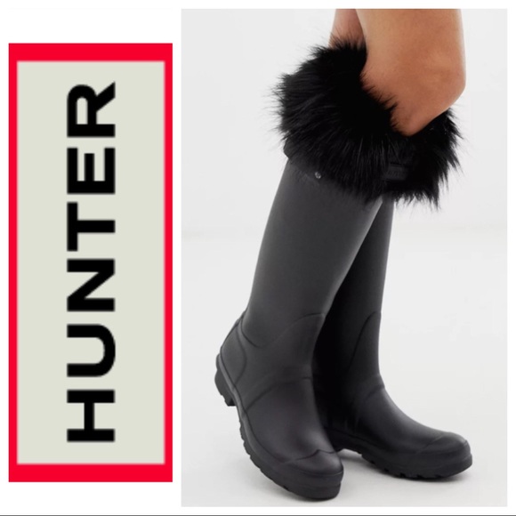 Hunter Tall Boot Socks Black Faux Fur 